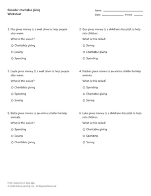 Consider charitable giving worksheet preview