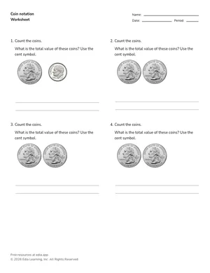 Coin notation worksheet preview