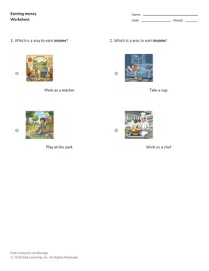 Earning money worksheet preview