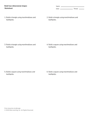 Build two-dimensional shapes worksheet preview