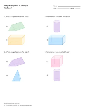Compare properties of 3D shapes worksheet preview