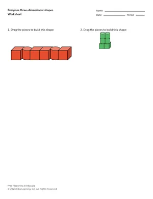 Compose three-dimensional shapes worksheet preview