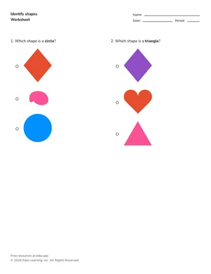Identify shapes worksheet preview
