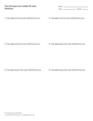 Trace 2D shapes from multiple 3D solids worksheet preview
