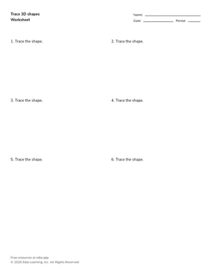 Trace 3D shapes worksheet preview