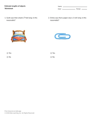 Estimate lengths of objects worksheet preview