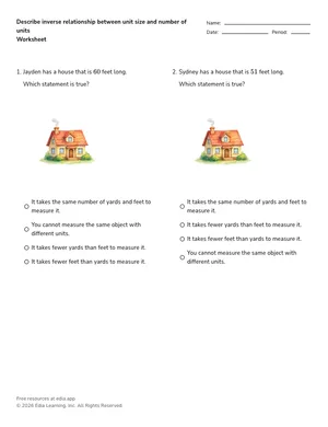 Describe inverse relationship between unit size and number of units worksheet preview