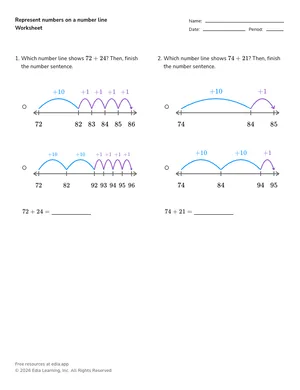 Represent numbers on a number line worksheet preview