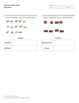 Make real-object graphs worksheet preview