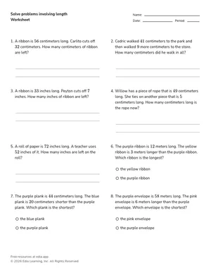 Solve problems involving length worksheet preview