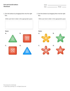 Sort and classify buttons worksheet preview