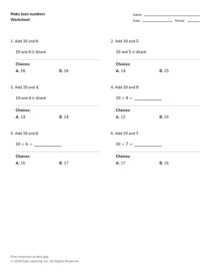 Make teen numbers worksheet preview