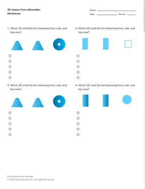 Identify 3D shapes from 2D viewpoints worksheet preview