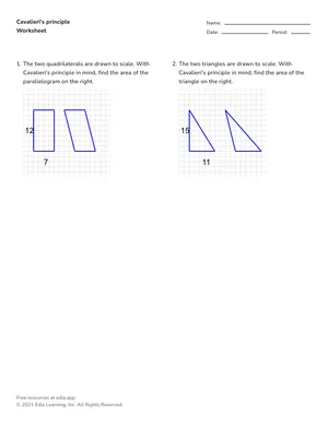 Apply Cavalieri's principle worksheet preview