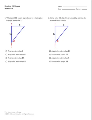 Create solids of revolution worksheet preview
