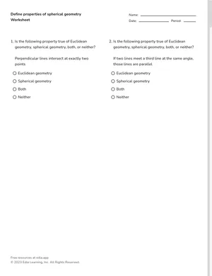 Use properties of spherical geometry worksheet preview