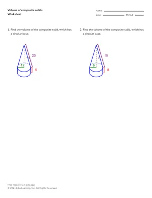 Find volume of composite solids worksheet preview