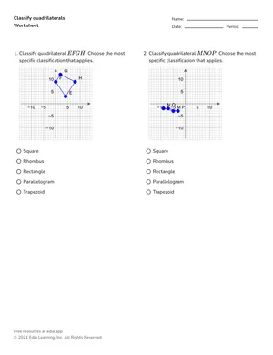 Classify quadrilaterals worksheet preview