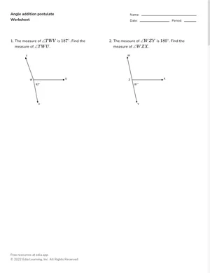Apply angle addition postulate worksheet preview