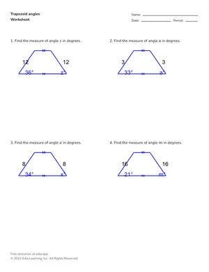 Find trapezoid angles worksheet preview