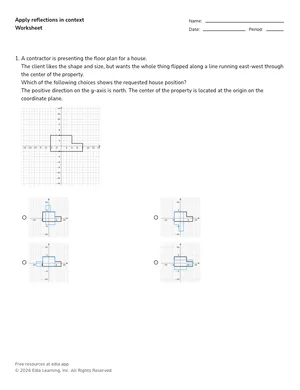Apply reflections in context worksheet preview