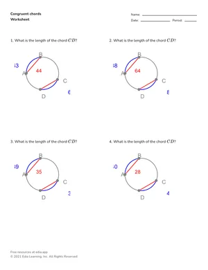 Evaluate congruent chords worksheet preview