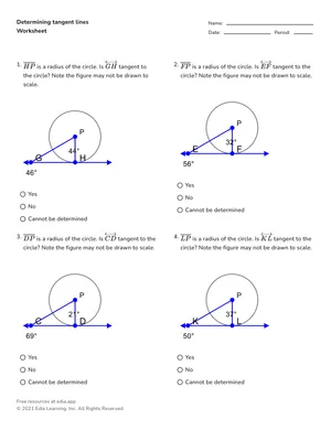 Determine tangent lines worksheet preview
