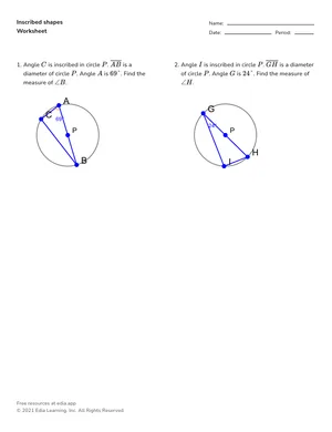Evaluate inscribed shapes worksheet preview