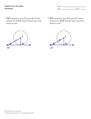 Compare tangent lines and angles worksheet preview