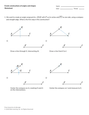 Create constructions of angles and shapes worksheet preview
