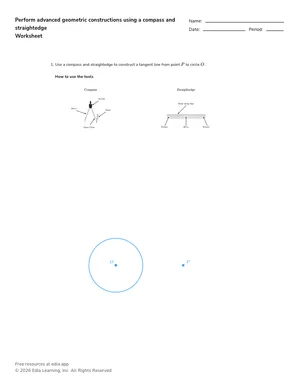 Perform advanced geometric constructions using a compass and straightedge worksheet preview