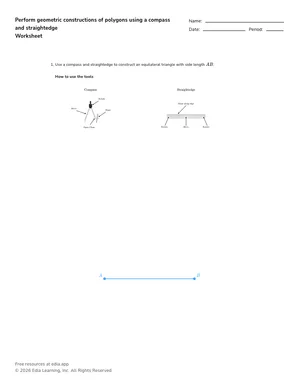 Perform geometric constructions of polygons using a compass and straightedge worksheet preview