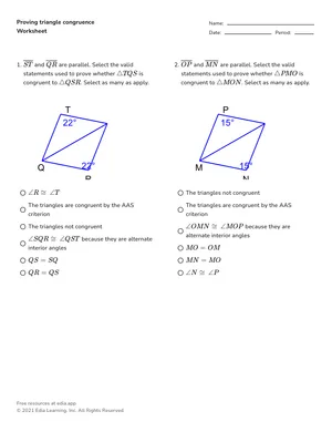 Prove triangle congruence worksheet preview