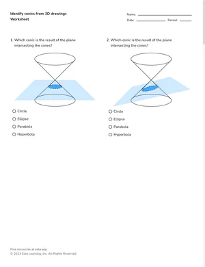 Identify conics from 3D drawings worksheet preview
