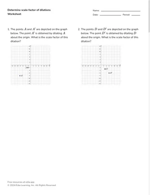 Determine scale factor of dilations worksheet preview