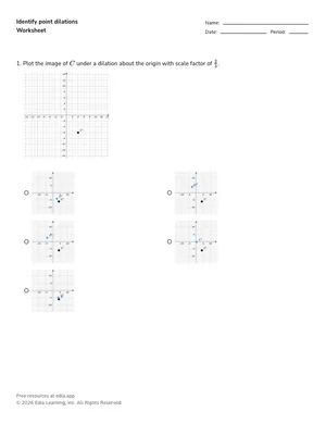 Identify point dilations worksheet preview