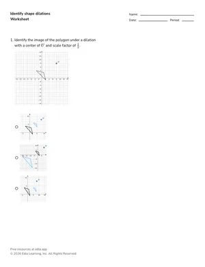 Identify shape dilations worksheet preview