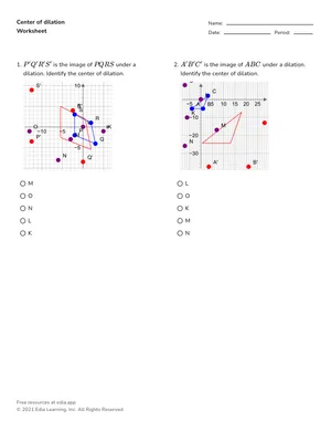 Find center of dilation worksheet preview