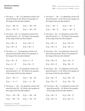 Identify line dilations worksheet preview