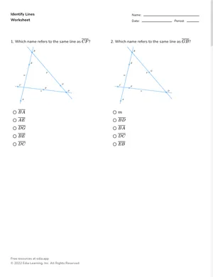 Identify points, lines, and planes worksheet preview