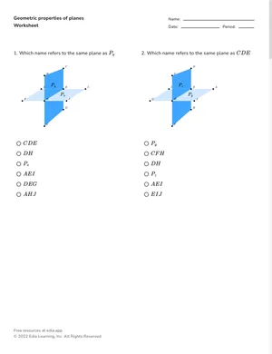 Identify geometric properties of planes worksheet preview