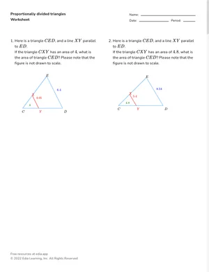 Divide triangles proportionally worksheet preview
