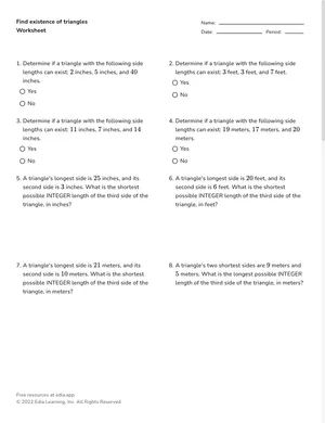 Find existence of triangles worksheet preview