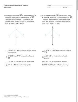 Prove perpendicular bisector theorem worksheet preview