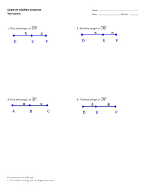 Apply segment addition postulate worksheet preview