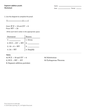 Segment addition proofs worksheet preview