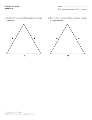 Evaluate equilateral triangles worksheet preview