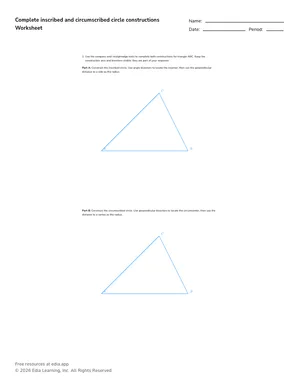 Complete inscribed and circumscribed circle constructions worksheet preview