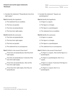 Interpret and rewrite logical statements worksheet preview
