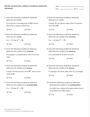 Identify and determine validity of conditional statements worksheet preview
